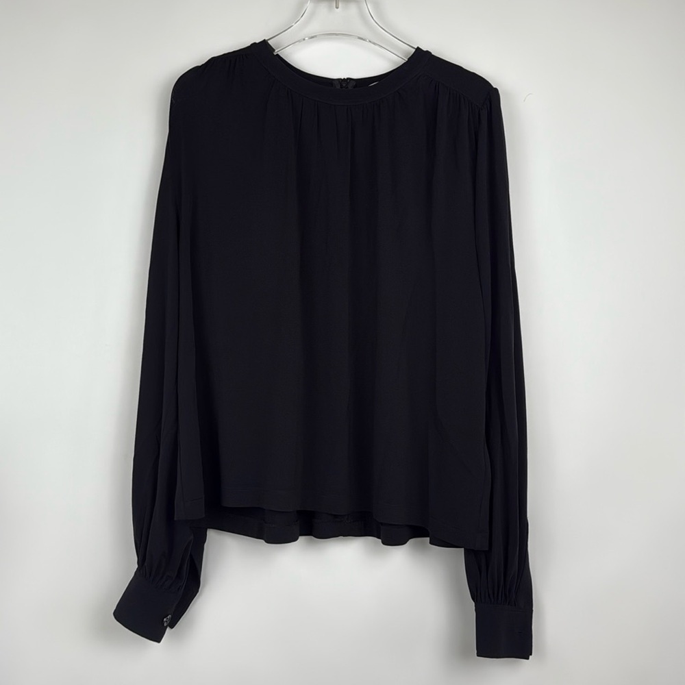 Elizabeth And James Black Long Sleeve Zip Back Blouse Size XS